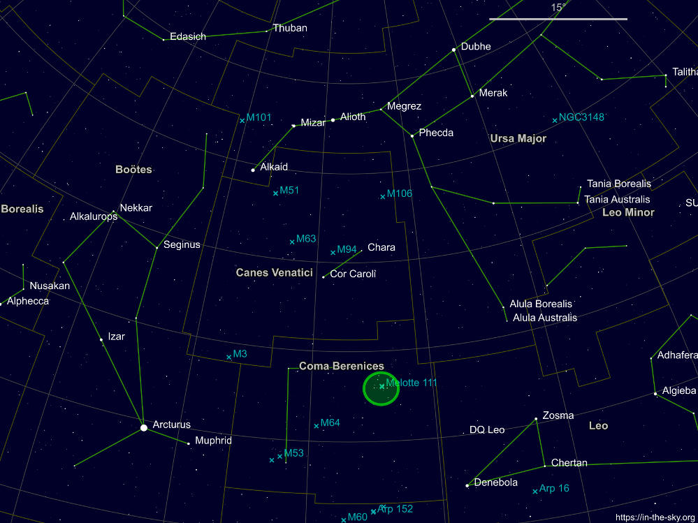 Coma star cluster finder chart