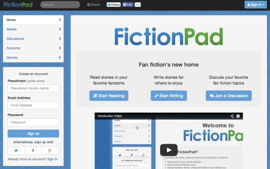 Fanfic websites - FictionPad