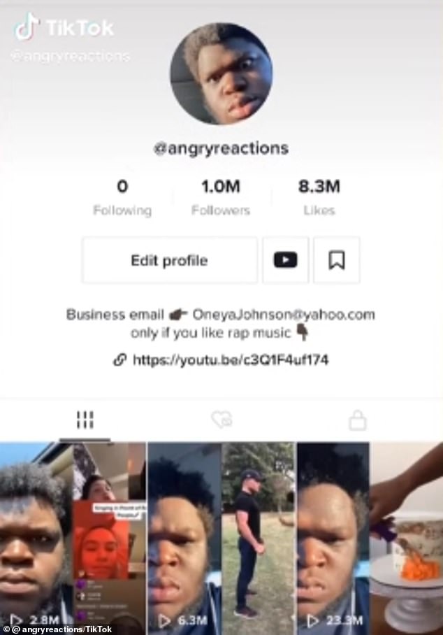 Incredible: After sharing two more reaction videos, he returned to TikTok to angrily celebrate gaining one million followers in just 24 hours