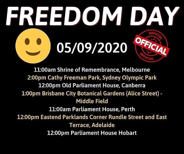 The Freedom Day rally was expected to be held at Melbourne