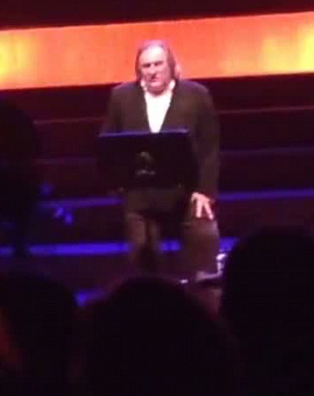 Gerard Depardieu shocked an audience at what was meant to be a solemn First World War commemoration by turning up ‘scandalously drunk’