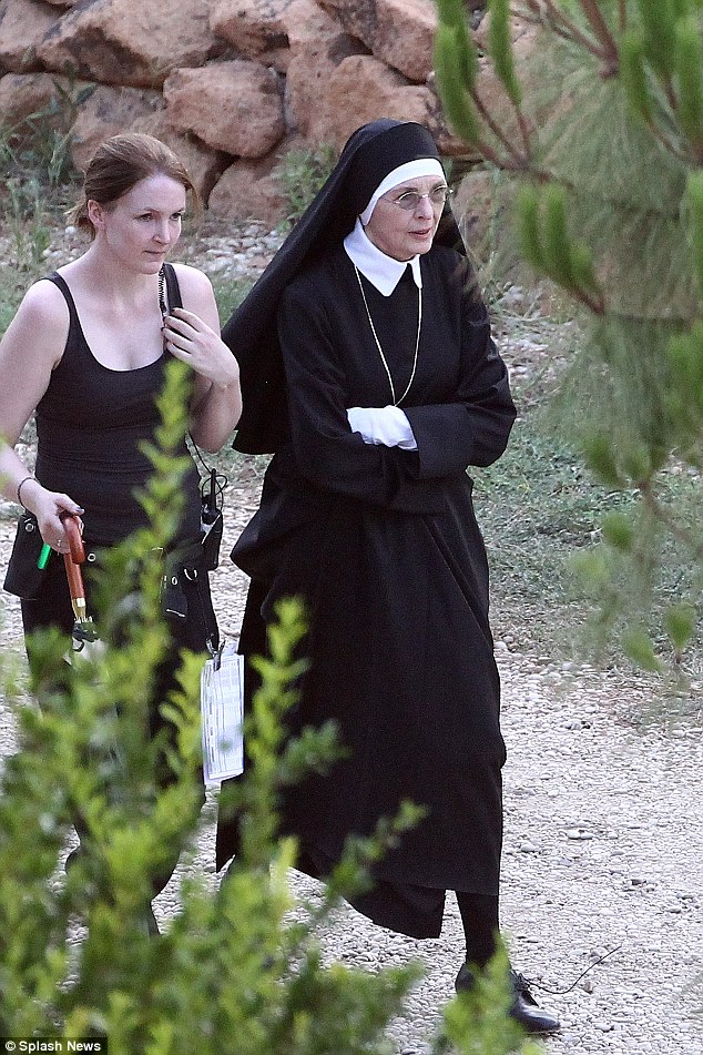 Back in the habit: The star previously played a nun in TV movie Sister Mary Explains It All in 2001