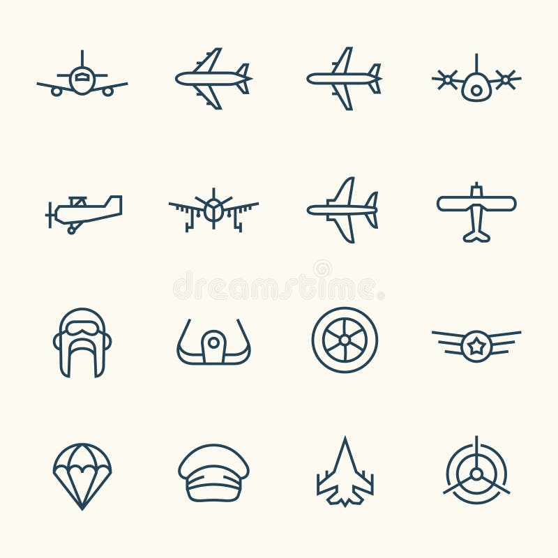 Aviation icon set royalty free illustration
