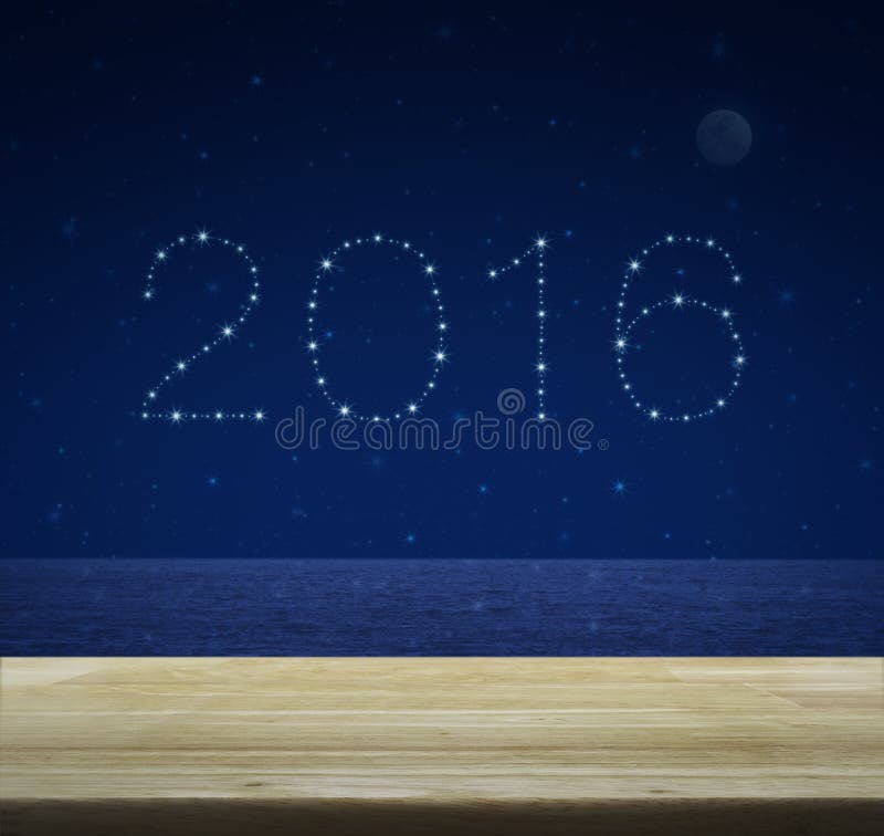 2016 from beautiful bright stars on fantasy sky, New year concept royalty free stock photography
