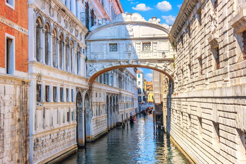 The Bridge of Sighs over the canal of Venice, Italy.  royalty free stock images