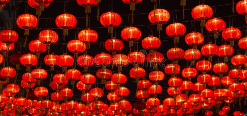 Chinese New Year Lanterns. At night scene stock photography