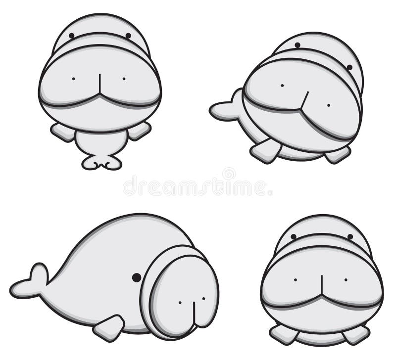 Dugong. Cute dugong cartoon on separated layer stock illustration