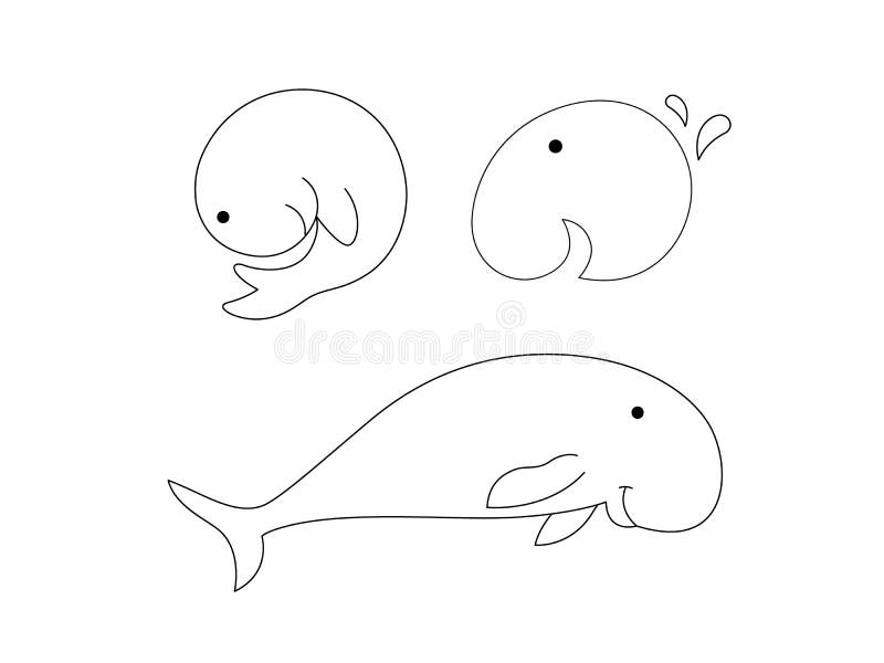 Dugong dugon sea ocean animal in line doodle art style. Line vector icon of the dugong. Save the earth stock illustration