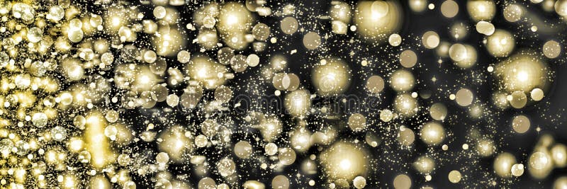 Golden snowflakes swirling on a black background. Falling snow at night. New Year, Christmas. On a black background white fluffy snowflakes royalty free stock image