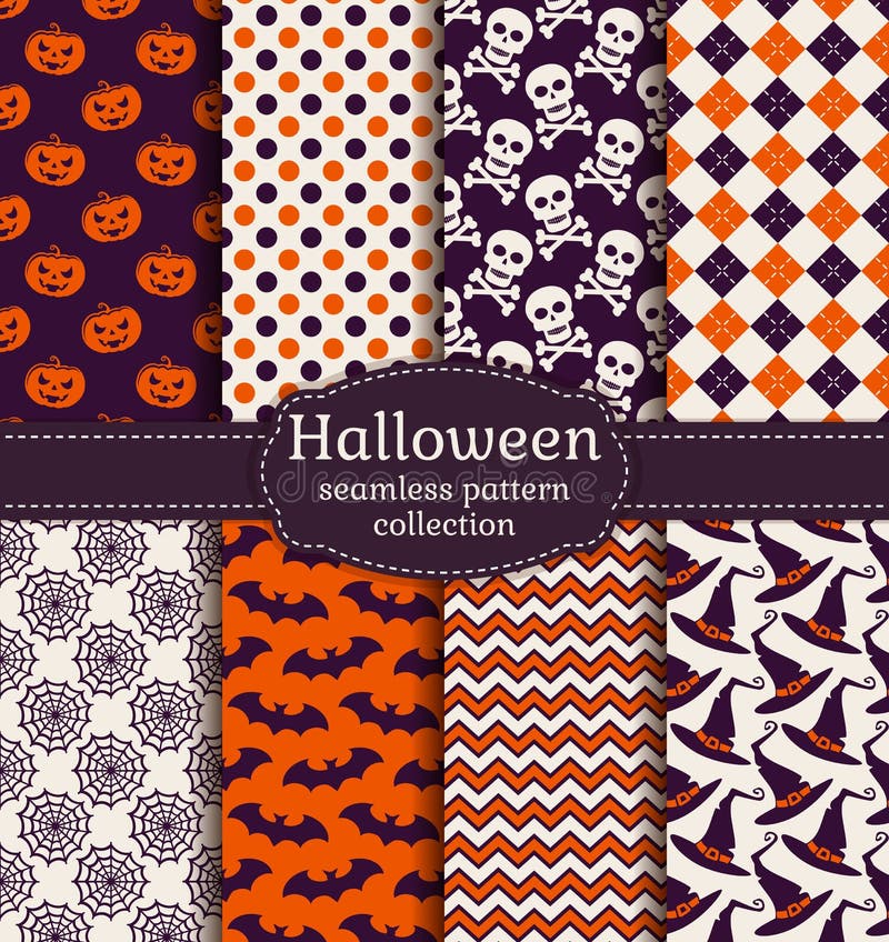 Halloween seamless patterns. Vector set. royalty free illustration