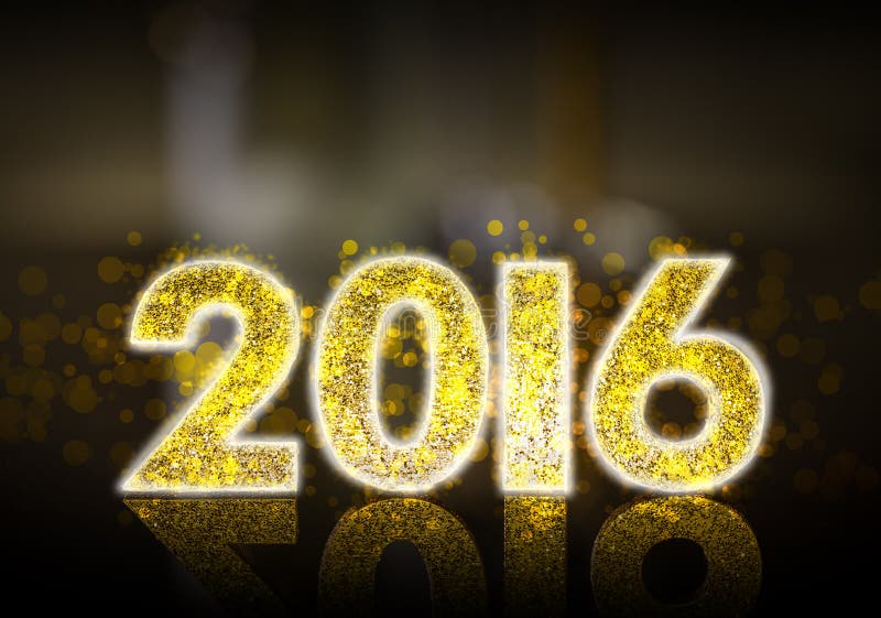 Happy New Year 2016. Golden sparkling figure stock image