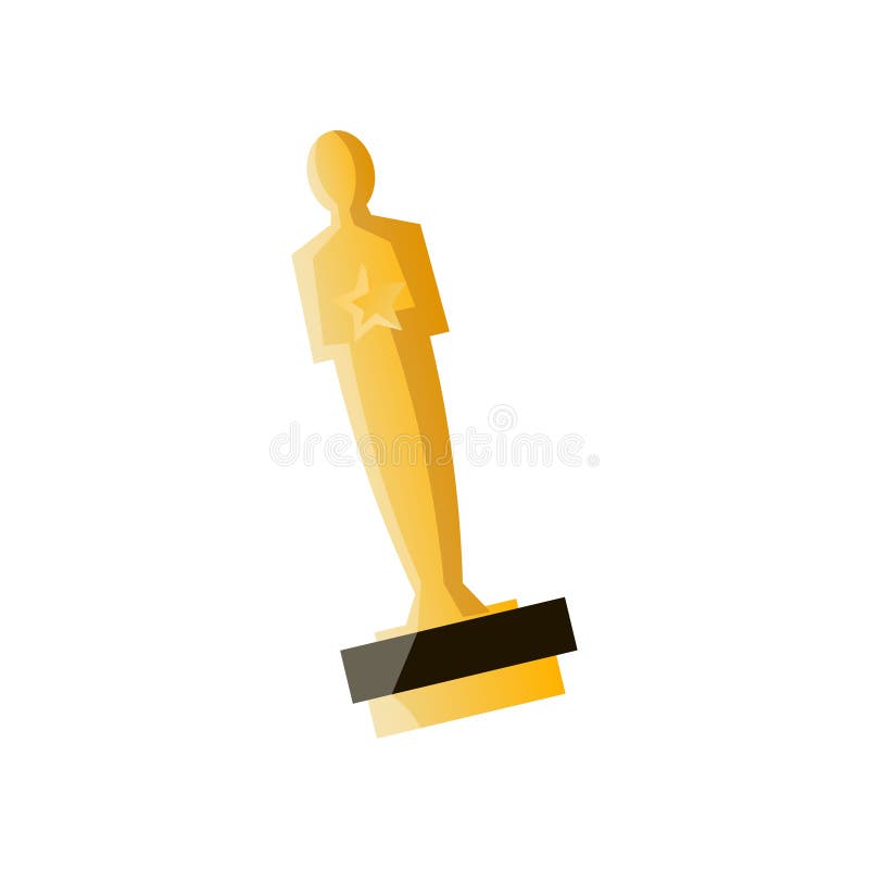 Oscar gold cup for cinema or film modern production. Festival ceremony. Cartoon style. Vector illustration on white background vector illustration
