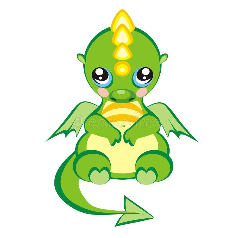 Pretty dragon baby new year 2012. Sitting pretty green dragon baby royalty free illustration