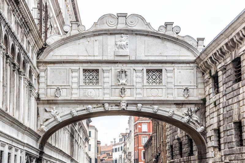 View of the famous Bridge of Sighs in Venice, Italy.  royalty free stock image