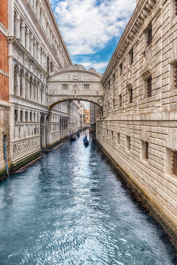 View over the iconic Bridge of Sighs, Venice, Italy. View over the iconic Bridge of Sighs, one of the major landmark and sightseeing in Venice, Italy royalty free stock photos