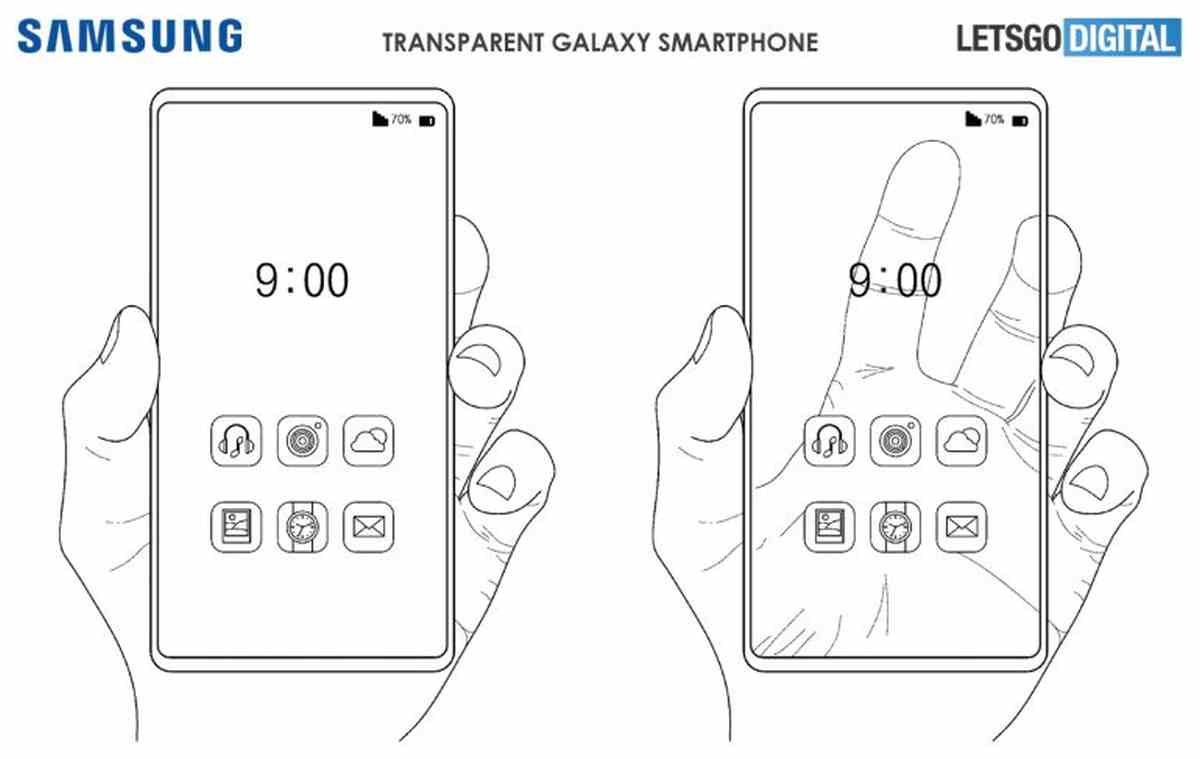 Esta es la nueva patente de Samsung para un teléfono móvil con pantalla transparente